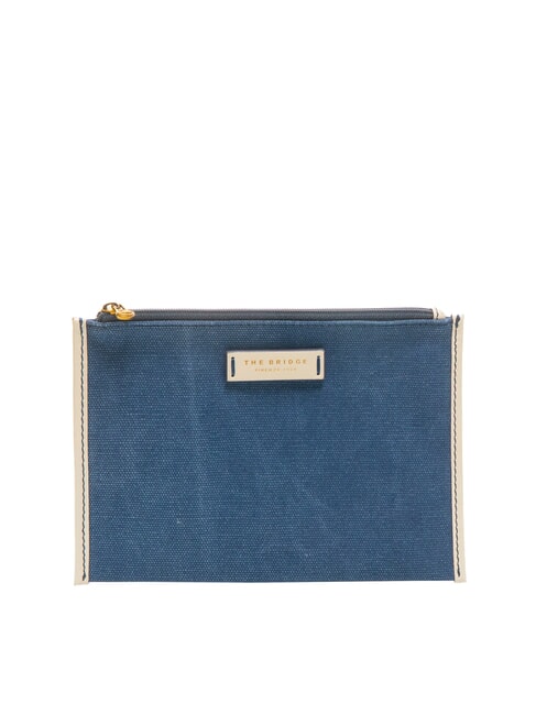 THE BRIDGE ANNA Flat canvas clutch navy blue/milk white gold abb. - Women’s Bags