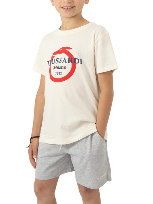TRUSSARDI FESTI T-shirt and Bermuda shorts set milk/grey melange - Children's tracksuits