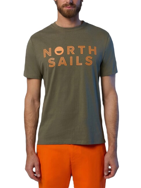 NORTH SAILS LINE PRINT Cotton T-shirt with maxi print dusty olive - T-shirt