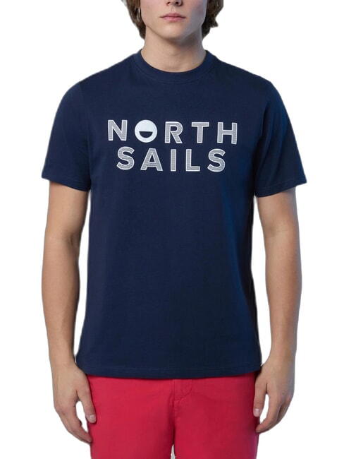 NORTH SAILS LINE PRINT Cotton T-shirt with maxi print navy blue - T-shirt