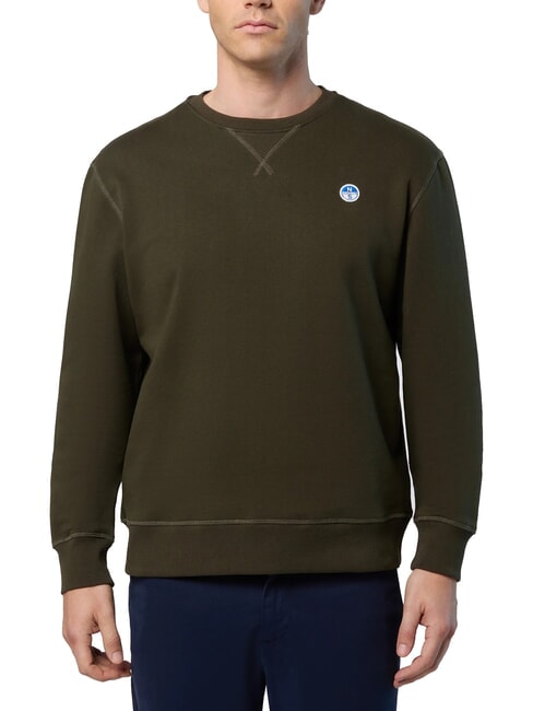 NORTH SAILS ROUND LOGO Cotton crewneck sweatshirt forest green - Sweatshirts
