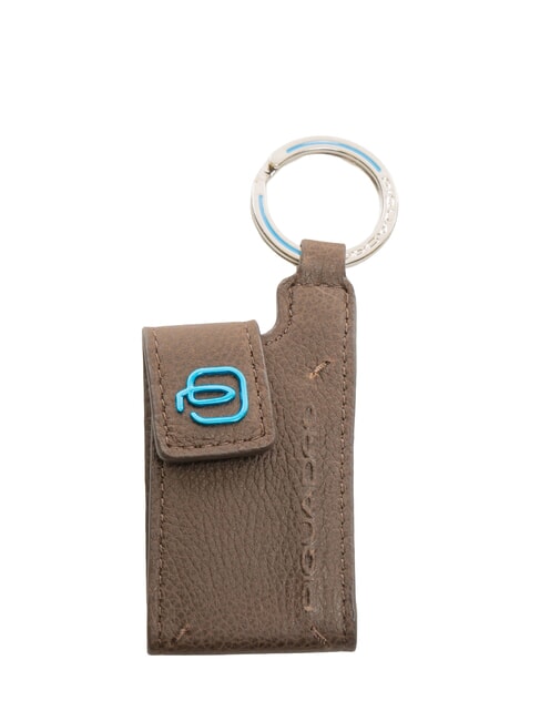 PIQUADRO BLUE SQUARE Leather Keychain / Address Holder BROWN - Key holders