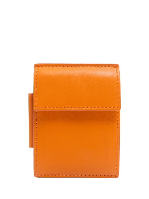 PIQUADRO URBAN Leather Coin Purse / Card Holder ORANGE - Men’s Wallets