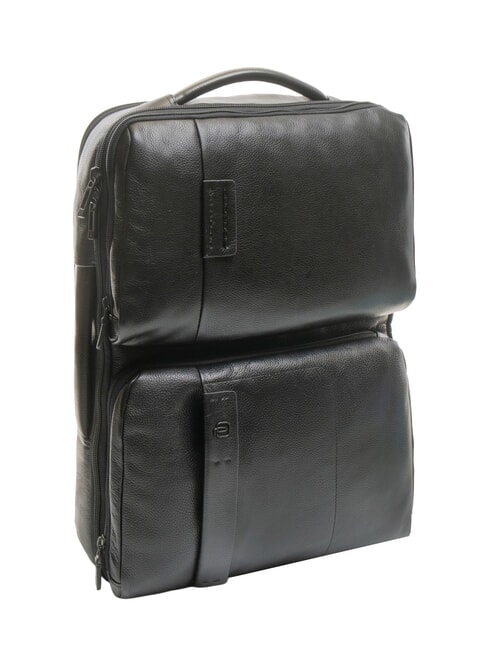 PIQUADRO P15 PLUS Leather backpack for 17" pc Black - Laptop backpacks