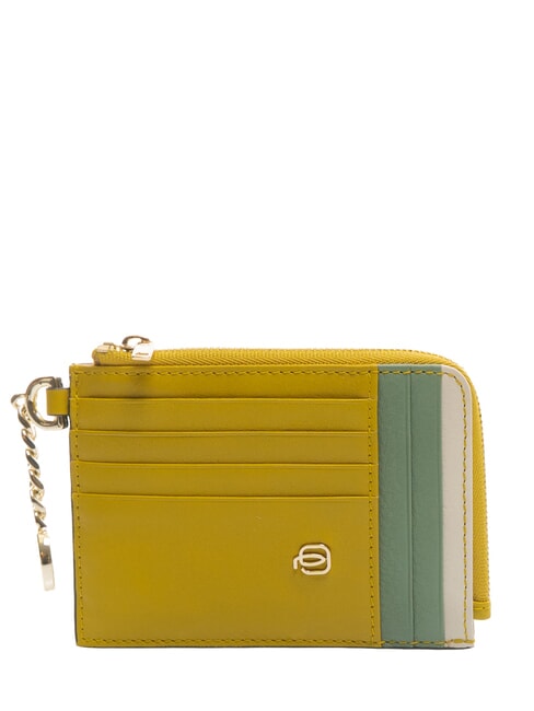 PIQUADRO CIRCLE Leather card holder / key holder yellow green - Men’s Wallets