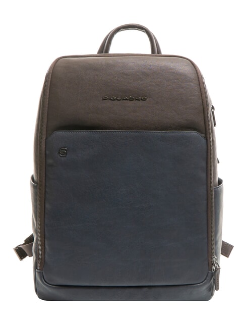 PIQUADRO BLACK SQUARE  Leather 14" Laptop Backpack blue/dark brown - Laptop backpacks