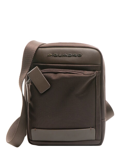 PIQUADRO KLOUT Leather and fabric bag MORO - Over-the-shoulder Bags for Men