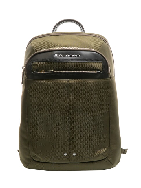 PIQUADRO LINK Backpack in leather and fabric, 15.6 "pc holder GREEN - Laptop backpacks