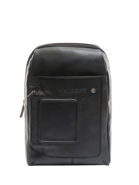 PIQUADRO VIBE Leather one-shoulder bag Black - Over-the-shoulder Bags for Men