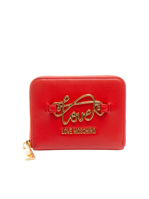 LOVE MOSCHINO LOGO ITALICS Zip Around Wallet RED - Women’s Wallets