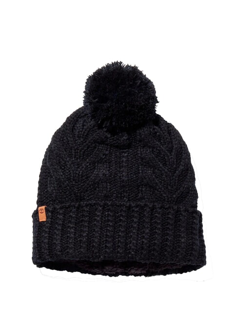 TIMBERLAND CABLE PREMIUM  Hat with pom pom BLACK - Hats