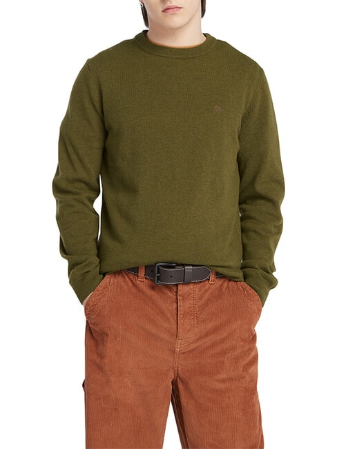 TIMBERLAND MERINO Crewneck sweater in wool blend darkoliv - Men's Sweaters