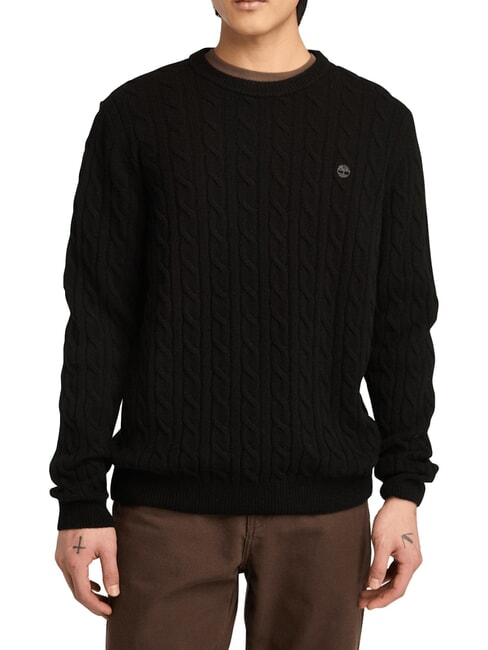 TIMBERLAND P-B LAMBWOOL Crewneck sweater in wool blend black/pavement - Men's Sweaters