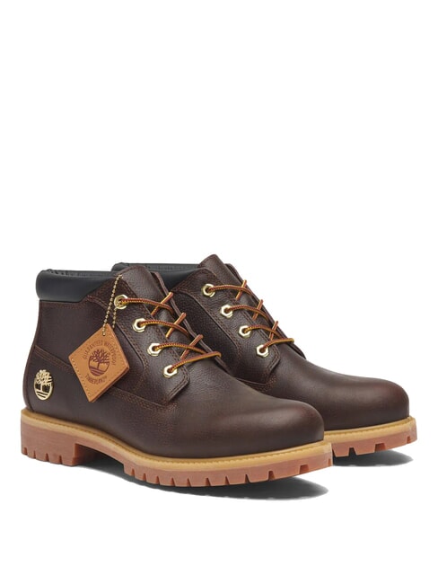 TIMBERLAND PREMIUM MID  Waterproof leather ankle boots dk brown full grain w black - Men’s shoes