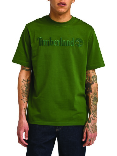 TIMBERLAND EMBROIDERY TONAL Cotton T-shirt black/forestgreen - T-shirt