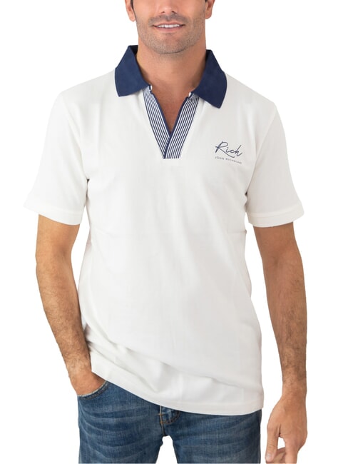 JOHN RICHMOND DABAK V-neck half sleeve polo off white - Polo shirt