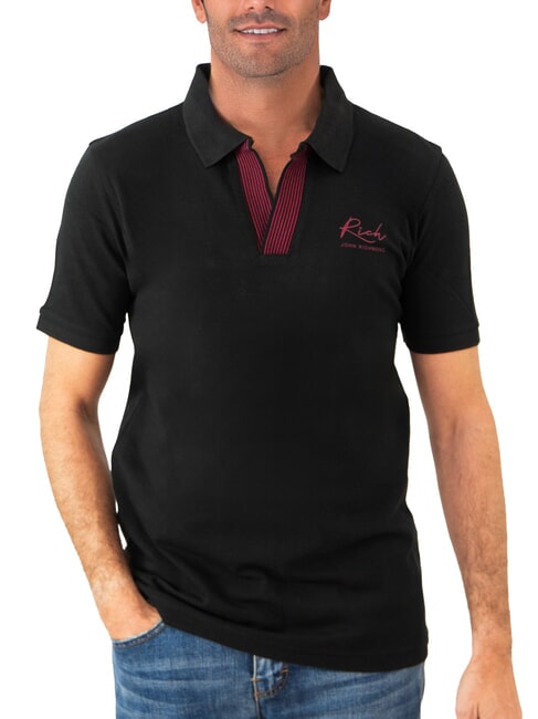 JOHN RICHMOND DABAK V-neck half sleeve polo black - Polo shirt