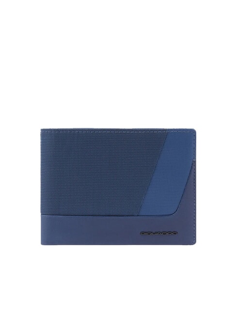 PIQUADRO WALLABY Wallet in recycled leather and fabric blue - Men’s Wallets