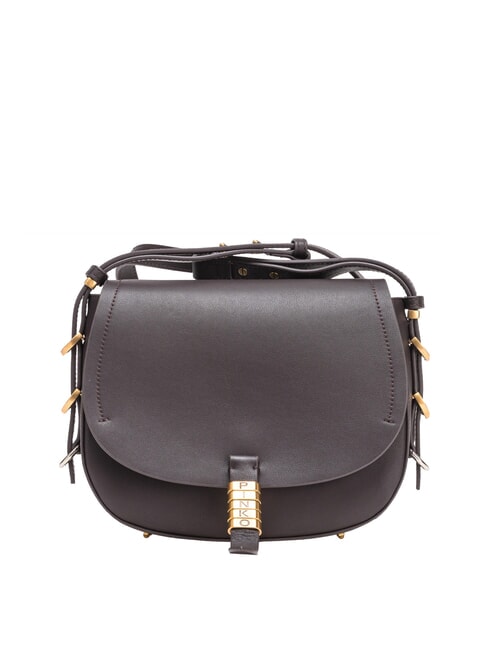 PINKO SADDLE Leather shoulder bag with flap brown moro-mix gal. gold-nik - Women’s Bags