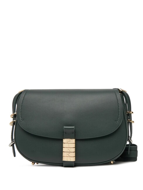 PINKO SADDLE Small leather shoulder bag green scarab-mix gal. gold-nik - Women’s Bags
