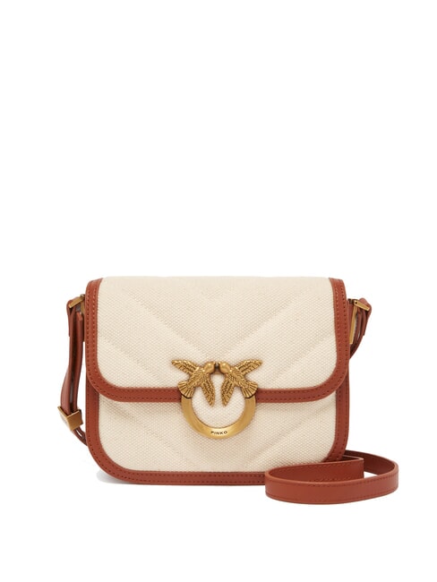 PINKO LOVE BOX BAG Mini canvas shoulder bag beige/brown-antique gold - Women’s Bags