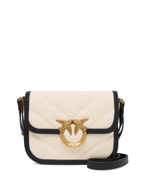 PINKO LOVE BOX BAG Mini canvas shoulder bag beige/black-antique gold - Women’s Bags