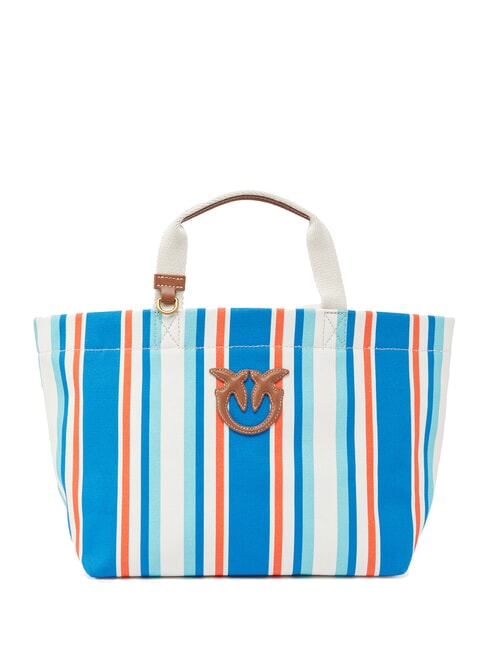 PINKO STRIPES Medium Striped Canvas Shopper orange/blue-antique gold - Women’s Bags