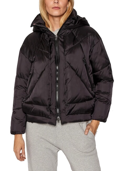 CANADIAN EUGENIE Short satin down jacket with hood black - Women's down jackets