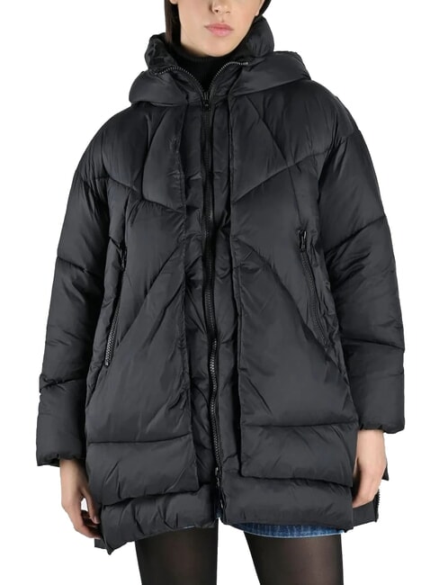CANADIAN EUGENIE Medium satin down jacket with hood black - Women's down jackets