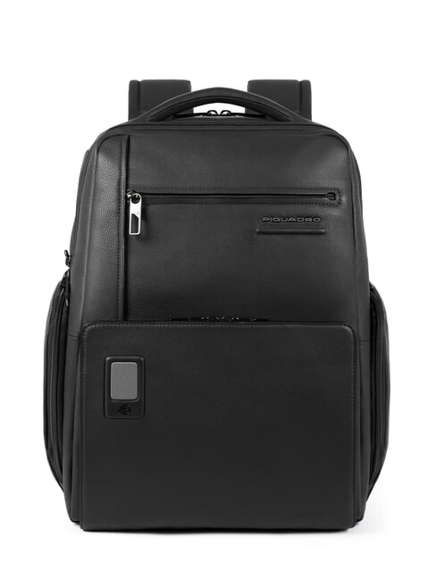 PIQUADRO AKRON Leather backpack for 15.6" laptop Black - Laptop backpacks