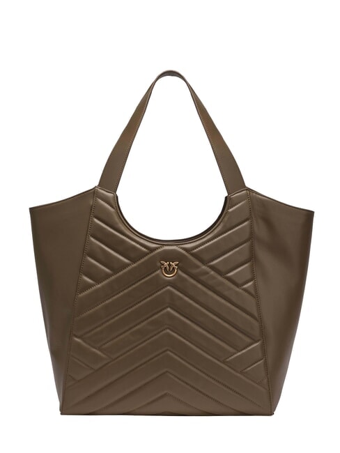 PINKO PUZZLE Stitched leather shoulder bag wren-antique gold - Women’s Bags