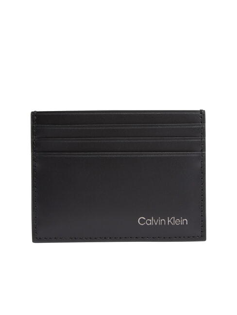 CALVIN KLEIN SMOOTH PU Flat card holder 6cc on black - Men’s Wallets