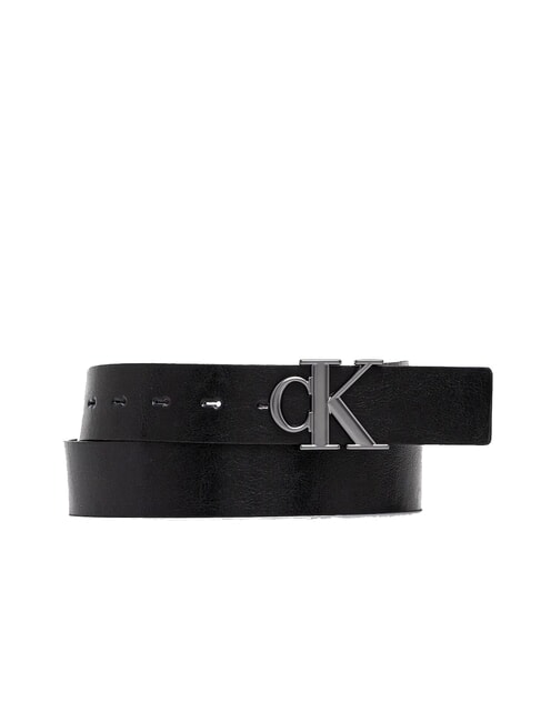CALVIN KLEIN CKJ PLAQUE Double-sided belt that can be shortened black/delicioso/matte gunmetal - Belts