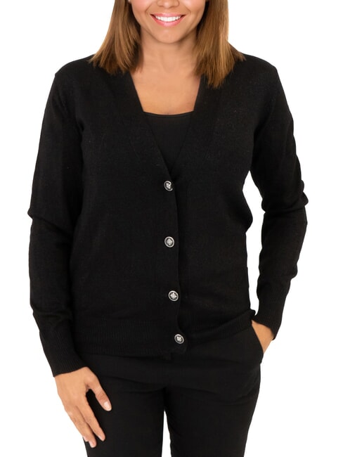 JOHN RICHMOND PEACEFUL Lurex cardigan with buttons black - Women's Sweaters