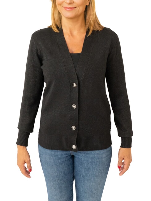 JOHN RICHMOND PEACEFUL Lurex cardigan with buttons black - Women's Sweaters