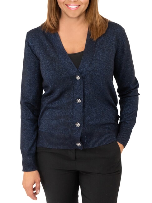 JOHN RICHMOND PEACEFUL Lurex cardigan with buttons navy blue - Women's Sweaters