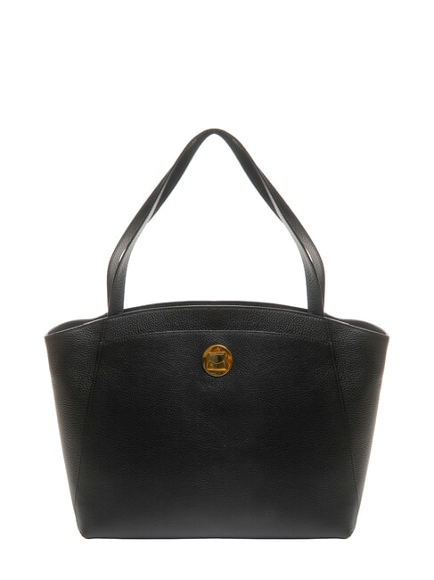 COCCINELLE LIYA Hammered leather shoulder bag Black - Women’s Bags