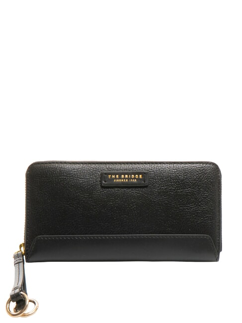 THE BRIDGE CARLOTTA Large zip around wallet Black Gold - Women’s Wallets