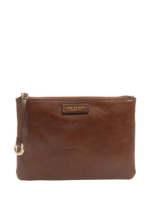 THE BRIDGE CARLOTTA  Leather clutch bag BROWN - Women’s Bags