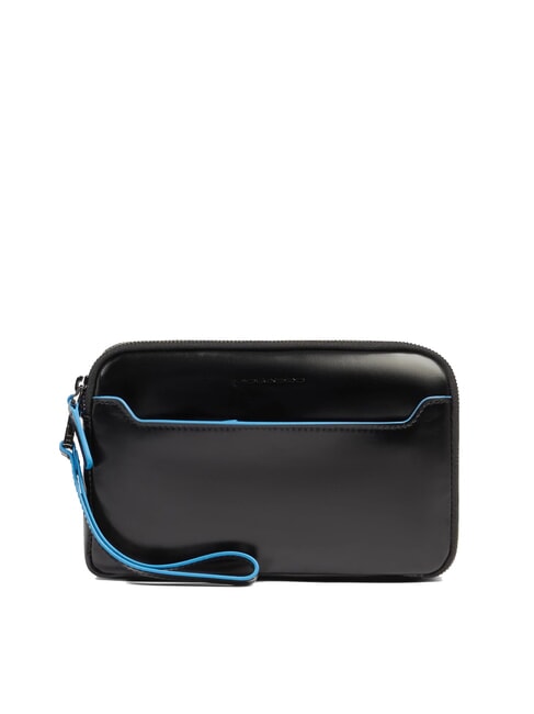 PIQUADRO BLUE SQUARE Men's leather clutch bag Black - Tablet holder& Organizer