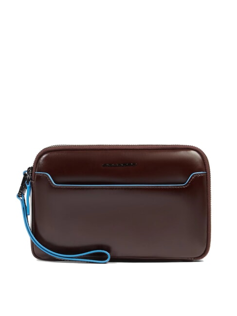 PIQUADRO BLUE SQUARE Men's leather clutch bag MAHOGANY - Tablet holder& Organizer