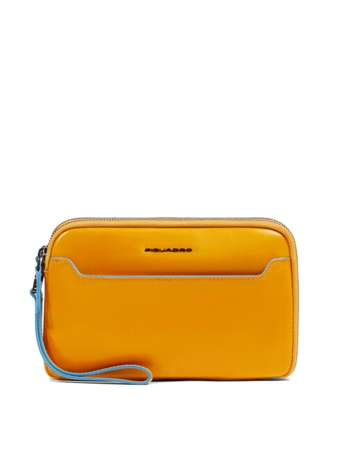 PIQUADRO BLUE SQUARE Men's leather clutch bag Yellow - Tablet holder& Organizer