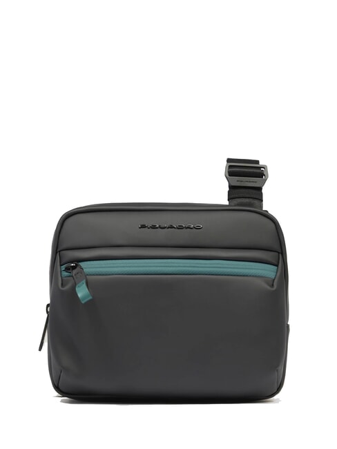 PIQUADRO CORNER SPECIALE GOMMATO Water repellent bag Black - Over-the-shoulder Bags for Men