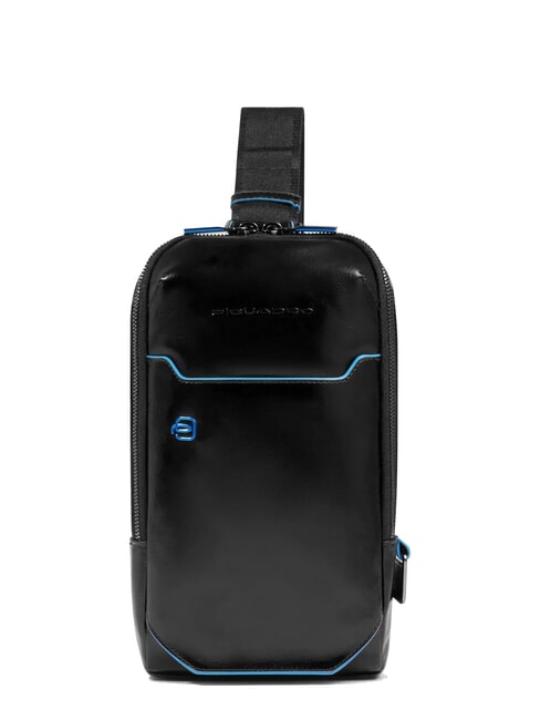 PIQUADRO BLUE SQUARE Leather One-Shoulder Backpack Bag Black - Over-the-shoulder Bags for Men