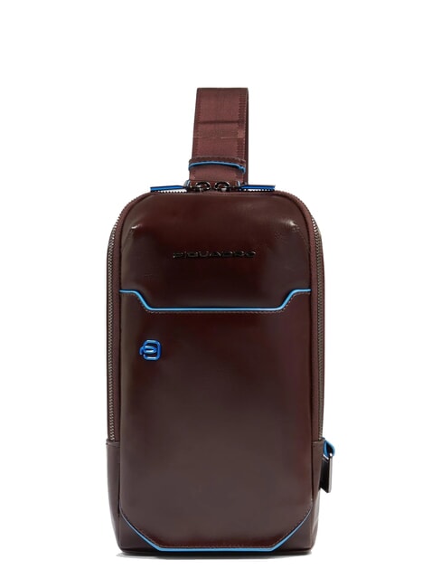 PIQUADRO BLUE SQUARE Leather One-Shoulder Backpack Bag MAHOGANY - Over-the-shoulder Bags for Men