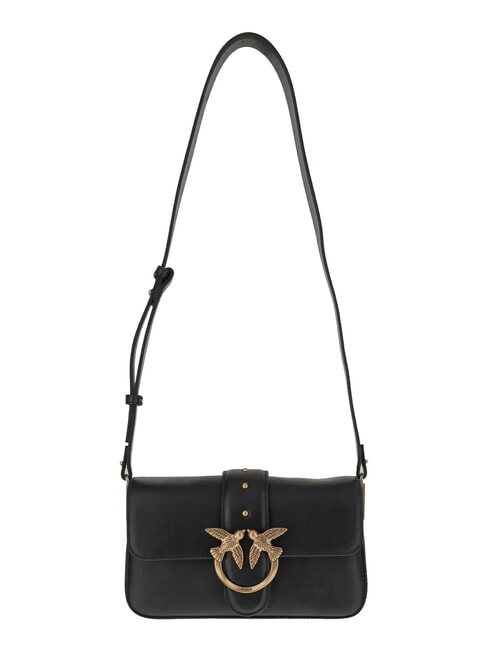 PINKO LOVE ONE MINI Mini shoulder bag, in leather black-antique gold - Women’s Bags