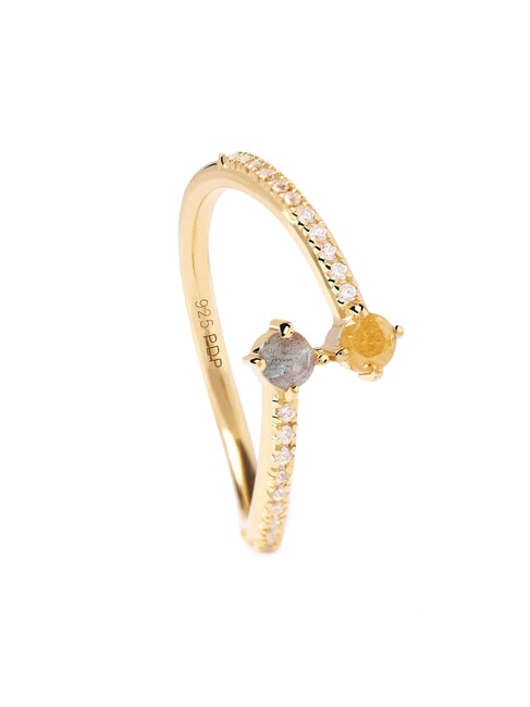 PDPAOLA JUNO Gold plated stone ring gold - Rings