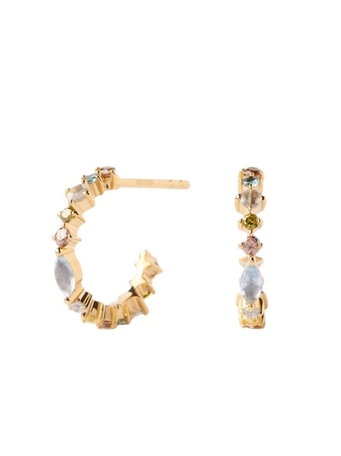 PDPAOLA COLOR LOTUS MINI Small hoop earrings with stones gold - Earrings