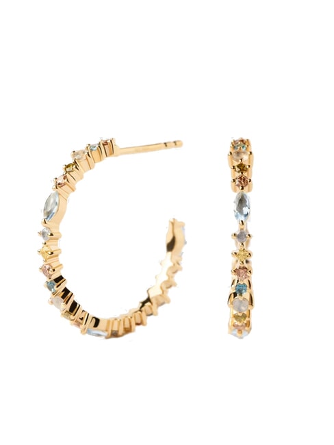 PDPAOLA COLOR LOTUS Hoop earrings with colored stones gold - Earrings