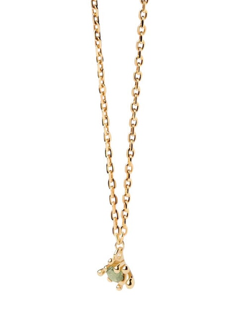 PDPAOLA COLOR GREEN FLEUR Pendant necklace with zirconia and claws gold - Necklaces